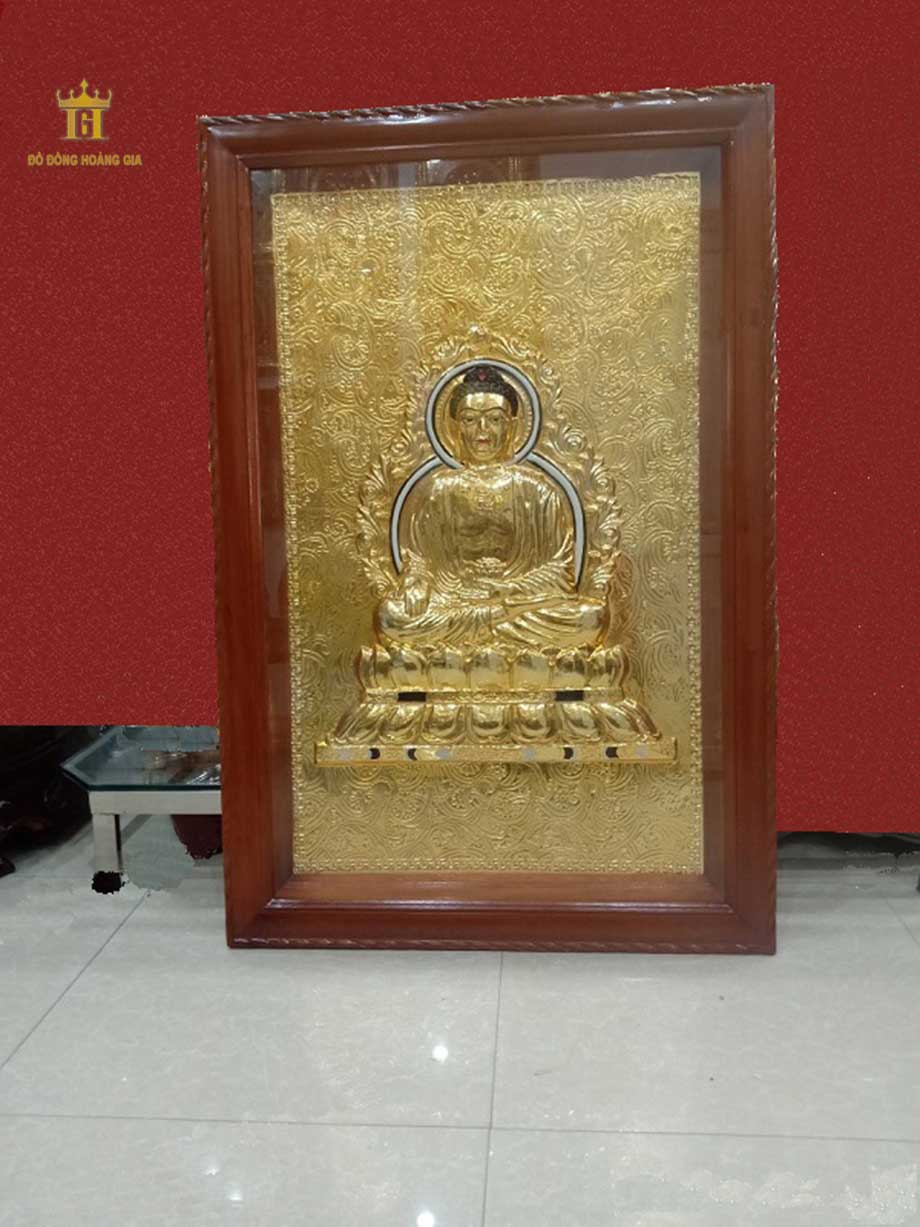 Tranh Đồng Tượng Phật A Di Đà Mạ Vàng 24K 1M2